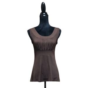Agenda Y2K Dark Brown Women's Small S Blouse Sleeveless Round Neck Stretch Top